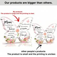 1pc Acrylic Butterfly Ornament With Heartfelt Message – Sentimental Gift For Mom, Decorative Keepsake For Mother's Day, Birthday, Christmas Or Room Display