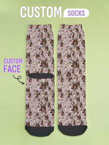 1 Pair Custom Face Socks, Custom Photo Sock, Custom Printed Socks, Custom Picture Socks, Anniversary Gift, Valentine Gift, Birthday Gift, Wedding Gift, Mother's Day Gift, Father's Day Gift, Best Friend Gift, Gift For Mom/Dad, Gift For Girlfriend/Boyfriend, Gift For Her/Him - Multicolor - View 2