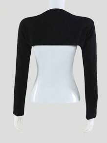 1 pieza Mujer Cuello redondo Falso cuello Chal Blusa de manga larga desmontable, Versátil para usar con blazer, Todas las temporadas