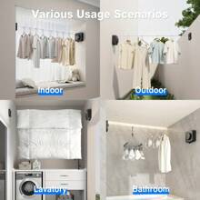 1 pezzo Stendibiancheria telescopico da interno/esterno resistente - Montato a parete in acciaio inossidabile, lungo 4,6 metri, design salvaspazio per asciugatura efficiente del bucato, soluzione per asciugare il bucato | Montaggio a parete moderno | Stendibiancheria, rastrelliera per asciugare i vestiti, accessori per il bagno, decorazione per la stanza, accessori per il bagno, articoli per il ritorno a scuola, decorazione per il bagno