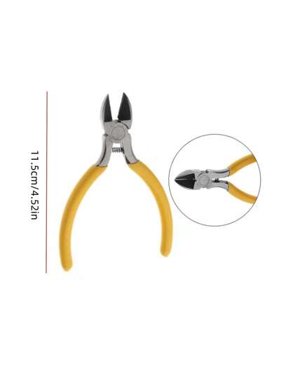 1 Piece Wire Cutter Pliers Cable Cutting Tool Electrician Pliers Garden Electrical Repair Tool, Precision Wire Cutter, Thread Cutter Super Sharp And Non-Slip, For Shear And Reinforcement Bending (Yellow)