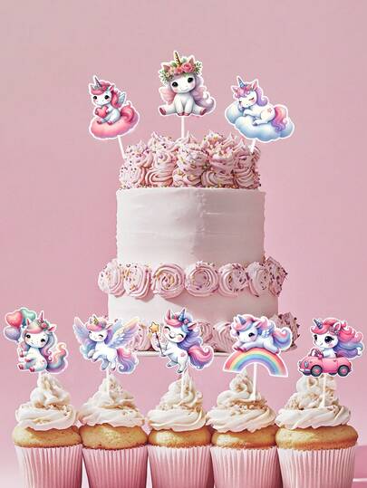 12 件独角兽蛋糕装饰、彩虹独角兽蛋糕装饰、独角兽主题生日派对装饰、婚礼装饰、新娘送礼会回礼、独角兽派对装饰、性别揭秘派对用品、1 岁生日派对装饰、甜点桌装饰、节日派对用品、蛋糕装饰、派对食物装饰、返校派对用品、日常派对配件