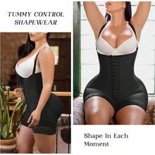 YIANNA Fajas Colombianas Shapewear For Women Tummy Control Post Surgery Compression Garment With Zipper Crotch - 1-黑色 - 查看 4