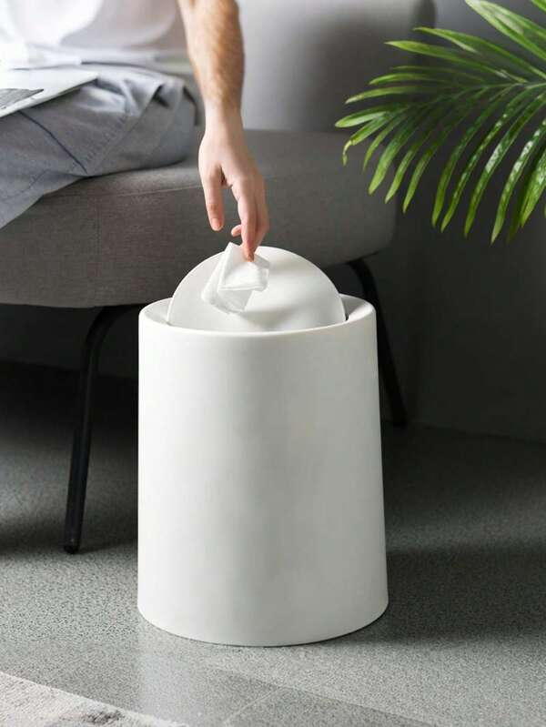 1 Piece, Circular Modern Garbage Bin For Bedroom, Bathroom Garbage Bin Hidden Bag, Open Garbage Can Circular Plastic, Minimalist White Garbage Bin For Kitchen And Office, Suitable For Small Garbage Bins Such As Countertops, Dressing Tables, Kitchens, Bathrooms, Bedrooms, Living Rooms, Dormitories, Office Desks, Bedside, Etc