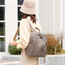 Women's College Style Backpack, Lightweight Casual Daypack With Adjustable Shoulder Straps, Zipper Closure, Polyester Lining, Machine Washable, Suitable For Students & Commuting