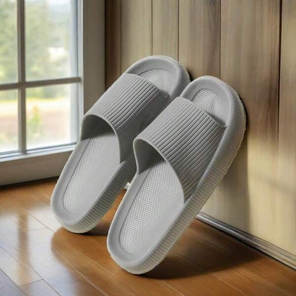 نعال زوجية للنساء سميكة من EVA ، تصميم بسيط ، ناعمة ، خفيفة الوزن ، مريحة ، مانعة للانزلاق ، مقاومة للماء للاستخدام الداخلي ، في الحمام ، على الشاطئ ، خلال جميع الفصول