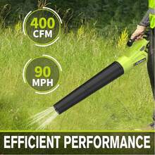 20V Cordless Leaf Blower With Battery & Charger, 400CFM High Power Electric Blower With 2 Nozzles, Lightweight Handheld Yard Tool For Leaves, Garden, Patio, Dust & Wood Chips Cleanup - Green - View 5