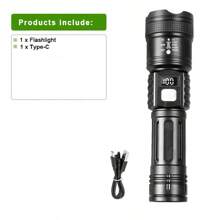 Novo Flashlight Brilhante de Verão, Exibição Digital, Iluminação de Emergência com Zoom de Longo Alcance, Bateria de Lítio de Alta Capacidade com Longa Duração, Lanterna LED Pequena À Prova D'água e Portátil, Durável, Patrulha, Esportes Ao Ar Livre, Acessórios para Camping