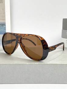 New Fashionable Retro Oversized Aviator Frame Unisex Glasses, High-End Street Style, Suitable For Outdoor, Beach, Daily, Party, Travel, Business, Versatile Decorative Glasses - Multicolor - View 3