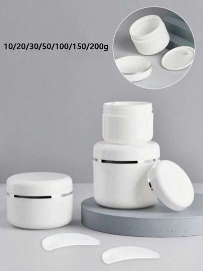 علبة تجميل فارغة 200/150/100/50/30/20/10 جرام ، حاوية لحمل مستحضرات التجميل القابلة لإعادة التعبئة، قنينة لعمل الماسك DIY مع غطاء ، إكسسوارات سفر محكمة الإغلاق ، مناسبة للسفر