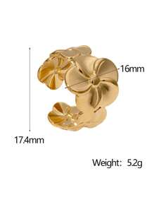 1 pieza Anillo de acero inoxidable con forma de flor abierta, simple y minimalista, versátil para uso diario, fiestas y citas de mujeres