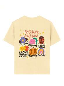 Tween Girl Casual Fun Graphic Crew Neck Short Sleeve T-Shirt, Summer Top - Apricot - View 4