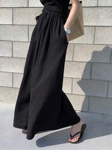 Women Wide Leg Pants, Elegant High Waist Loose Solid Casual Long Trousers Streetwear