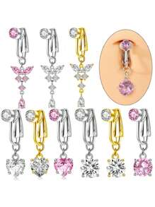 1Pc Fake Belly Ring Butterfly Not Real Piercing Clip On The Navel For Woman Gift
