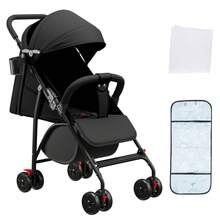 Cochecito de 4 ruedas, con sombrilla grande, 0-4 años, máx. Carga 70 kg (con cojín de algodón, mosquitera y portavasos)