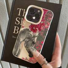 1pc TPU Material Elegant White Horse & Flower Pattern Phone Case Compatible With IPhone - White - View 2