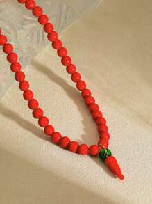1 pieza Collar de Replica de ZAR con cuentas de vidrio rojas en forma de chile picante para primavera/verano