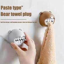 1pc Plastic Towel Holder With Hook, Easy Wall Mount Towel Rack, Casual Style, No Drilling Bathroom/Kitchen Hanger, Home Kitchen Accessories - Multicolor - View 4