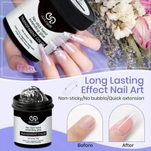 100克透明不粘手部固体指甲延长胶 - 透明粉色白色延长硬胶 3D雕刻花朵美甲塑形胶 水钻胶 易于操作 家用沙龙美甲礼品 - 無色 - 查看 3