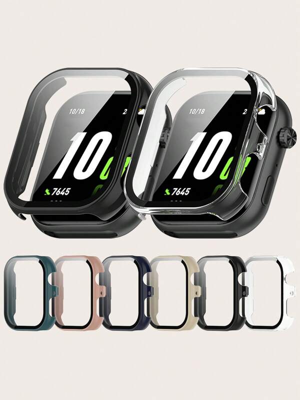 1 كرتونة لحماية الساعة الذكية بلون أحادي مناسبة لجميع الأيام' تشمل غطاء من البولي كربونات نصف مغلق وواقي الشاشة للنقر ، تناسب ساعة أونر تشويس روسيني الذكية 2i