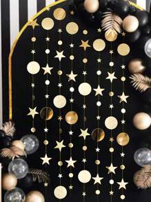 4pcs Circle Garland Party Decoration Hanging Dots Streamer Banner Backdrop Birthday/Wedding/Anniversary/Bachelorette/Sweet 16/Graduation/Boho Hanging Polka Dot Streamer For Bridal Shower Birthday Wedding Engagement Party Supplies