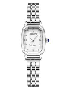 1 Stück Damen elegante Business-Stil Quarz Uhr mit Edelstahlarmband, geeignet für den täglichen Gebrauch