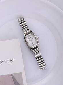 1 Stück Damen elegante Business-Stil Quarz Uhr mit Edelstahlarmband, geeignet für den täglichen Gebrauch
