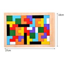 Wooden Blocks Puzzle Brain Teasers Toy Tangram Jigsaw Intelligence Colorful 3D Russian Blocks Montessori Educational