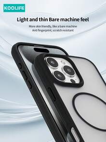 1 Pc Koolife Magnetic Wireless Charging MagSafe Soft Circle Magnetic Protective Case, Independent Buttons, PC+TPU Anti-Drop, Compatible With Apple 11/12/12Pro/12Plus/13/13Pro/13ProMax/14/14Pro/14ProMax/15/15Plus/15Pro/15ProMax/16/16Plus/16Pro/16ProMax/16E - Black - View 5