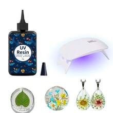 200克紫外线树脂套装，包含6颗LED灯珠 - 更大尺寸，升级版实心透明树脂，适合工艺首饰制作 - 無色 - 查看 2