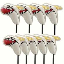9pcs PU Waterproof And Wear-Resistant Covers With Cute Shark Pattern Design, Golf Club Head Covers - Multicolor - View 2