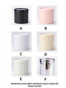 1pc Mini Flower Packaging Box For Mother's Day, Round Flower Portable Cylinder, DIY Hugging Flower Bucket, Gift Box (Randomly Send White And Black Colors Inside The Flower Bucket)
