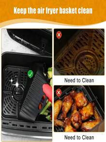 1 pièce Tapis de cuisson en silicone carré pour friteuse à air, compatible avec les friteuses à air HD9252 HD9200, doublure en silicone réutilisable