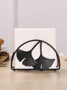 1 Stück eleganter, minimalistischer Tissue-Box-Halter aus Eisen und Edelstahl mit Ginkgo-Blatt-Design, dekoratives Accessoire für Esszimmer, Couchtisch, geeignet für Zeremonien und Hochzeitsdekoration, perfektes Urlaubsgeschenk, Hotel-/Café-Servietten-Spender