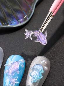 30/50/100 件迷你蓝色海洋动物饰品套装，适用于美甲 - Aurora 可爱卡哇伊树脂鱼和水母海豚平底水钻，DIY 夏季美甲装饰，剪贴簿和家居装饰工艺配件 - 无香美甲用品美甲宝石