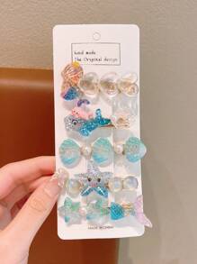 Set de 5 piezas: Cola de sirena, pasadores de estrella de mar, accesorios para el cabello, pasadores de estilo princesa del océano para niñas
