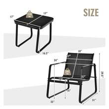 3 Pieces Patio Bistro Furniture Set With Glass Top Table Garden Deck Black - Multicolor - View 4