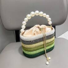 Dancing Engine Sparkling Rhinestone Handbag Chain Shoulder Bag Designer Handmade Clutch Purse, New Arrivals Party Bag - Green - View 6