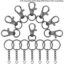 24/45pcs Rotating Spring Hooks Set, Detachable Keychain With Chain And Jump Ring, Bulk, Suitable For Keychains, Lanyards, DIY Crafts, Durable Material, Suitable For Home Use