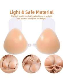 1 Pair Of Silicone Invisible Strapless Bras With Self-Adhesive Backless Push-Up Cups - Multicolor - View 3