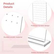 72-Slot Acrylic Earring Holder, Transparent Acrylic Earring & Lip Ring Display Stand, Jewelry Organizer Rack, Essential For Women Travel & Dorm, Autumn Decor - Transparent - View 4
