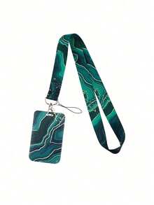 Marble Pattern Phone Lanyard Card Case, Polyester Strap For Bus/ID Card, Gifts For Couples, Festivals Back To School - Multicolor - View 5