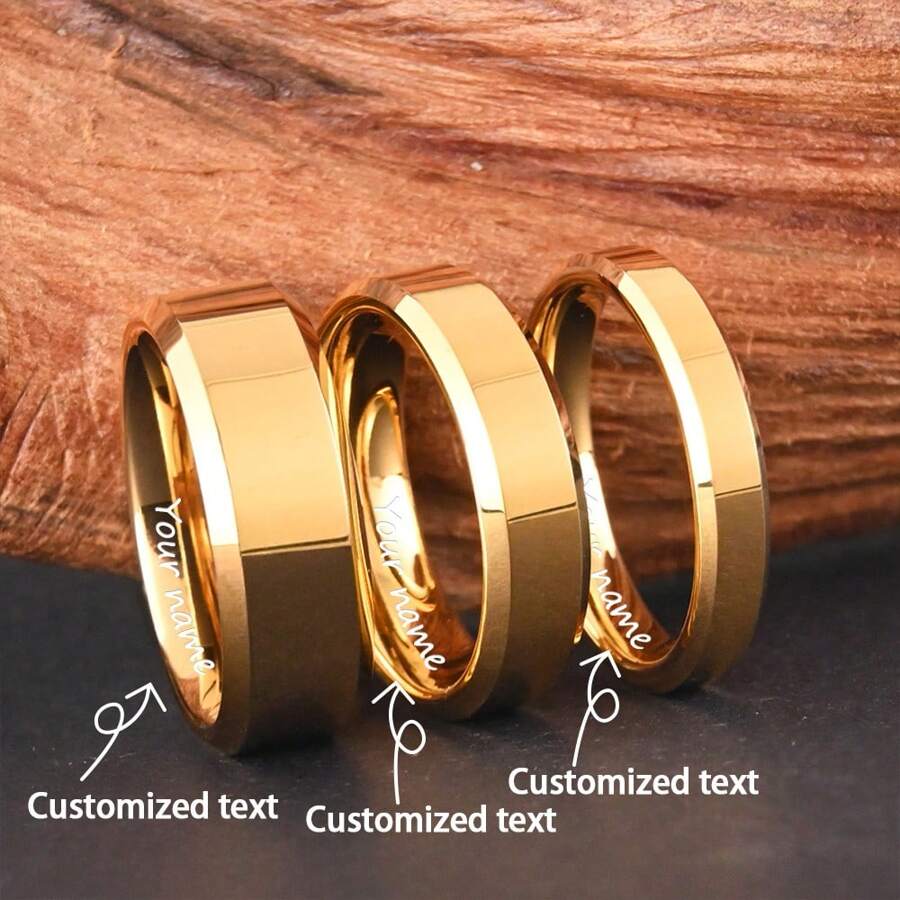 1 verighetă elegantă din oțel tungsten auriu lustruit, de 4 mm/6 mm/8 mm, perfectă pentru purtare zilnică și ocazii speciale, cadou ideal pentru bărbați și femei!