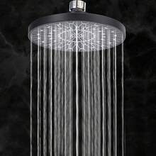 Vòi sen phun mưa bằng thép không gỉ màu đen 6 inch áp suất cao - Gắn tường, không cần nguồn điện, hoàn hảo cho phòng tắm khách sạn và gia đình - màu đen - Xem 1