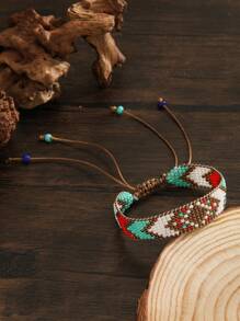 Handgemaakte kralenarmband, gevlochten kralenarmband in boho-stijl, vintage geweven armband met gemengde kralen in meerdere kleuren voor dames, modieuze kralenarmband, geweven armband in retrostijl, veelzijdig voor dagelijks gebruik, vakantie en als cadeau