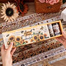 20 Rolls Washi Tape Set, Vintage Washi Tape, Yellow Black Decorative Tapes, Planner Accessories Bee Flowers Butterfly Botanical School Supplies Perfect For Scrapbooking Supplies, Junk Journal, Bullet Journaling, Art Crafts