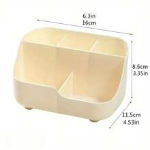 1pc Large Capacity Minimalist Solid Beige 5 Grid Desktop Storage Box, Made Of Other Material, For Desktop Use