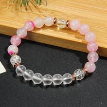 波西米亚风格爱情手链，月光石玫瑰石英水晶信任与和谐手链冥想珠宝女士礼物 - 彩色 - 查看 12