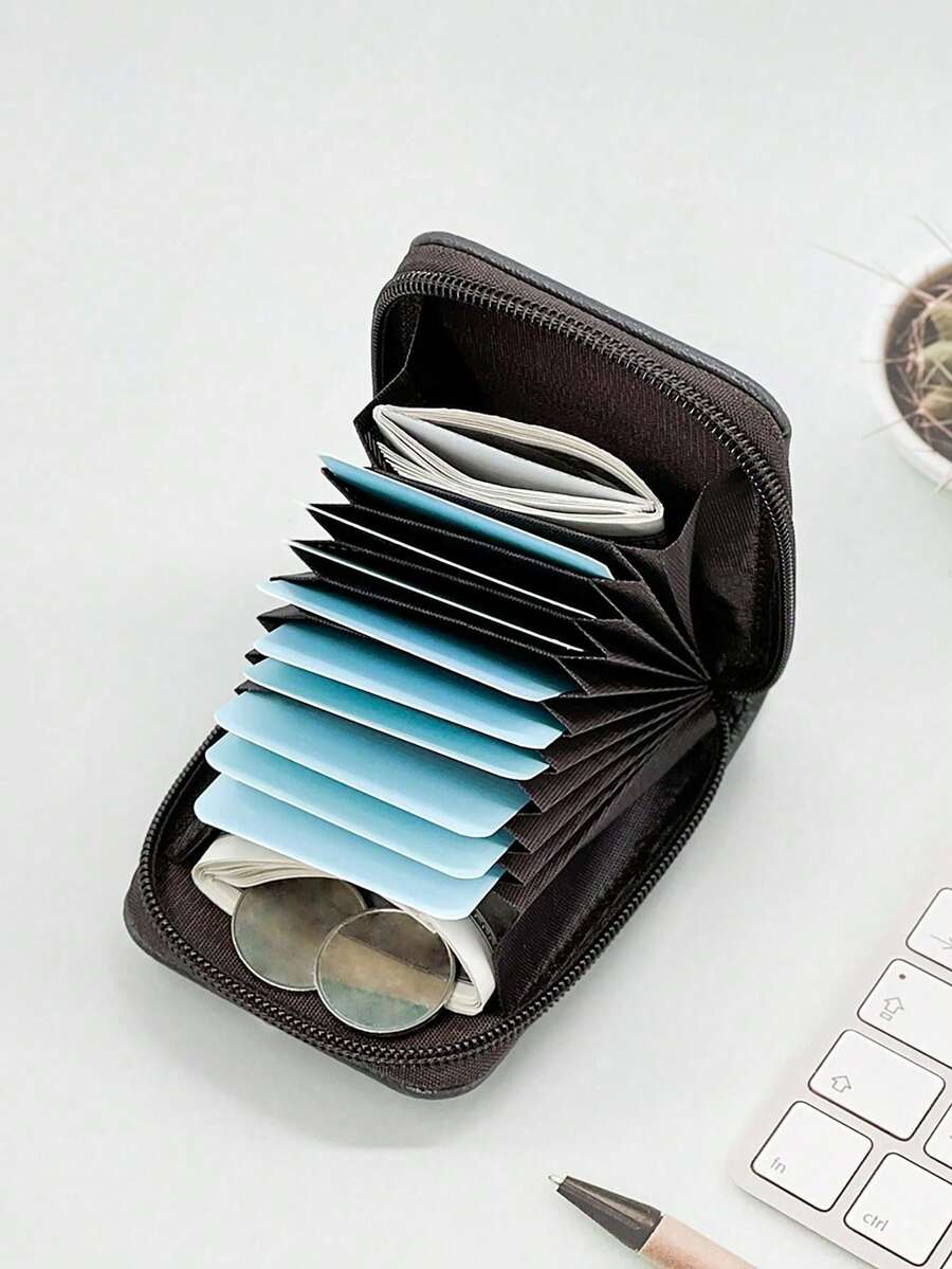 HOVI'S Classic Minimalist Card Holder Wallet, Ultra-Thin & Portable Multi-Function Coin Purse - Grey - View 1