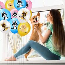 17pcs Pet Dog Theme Foil Balloon Set, Includes Husky, Corgi, Paw Print Foil Balloons And 12in Dog Latex Balloons, Suitable For Birthday Parties, Theme Parties, Pet Parties, Family Gatherings, Outdoor Events